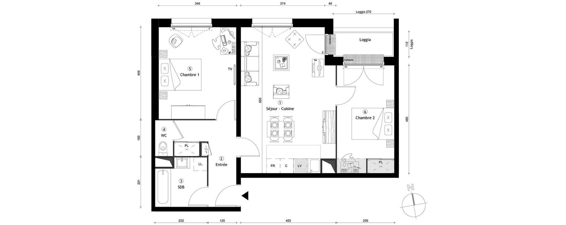 Appartement T3 de 65,70 m2 &agrave; Lille Lomme