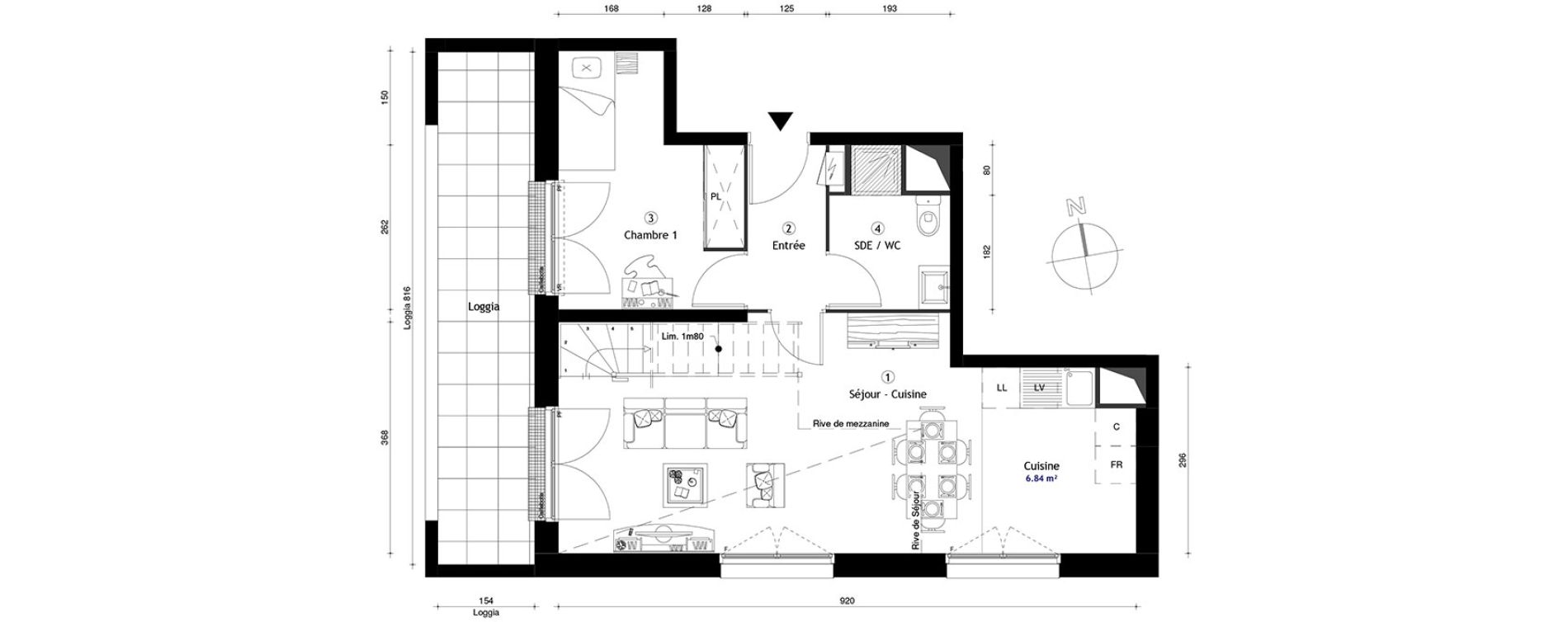 Duplex T4 de 87,30 m2 &agrave; Lille Lomme