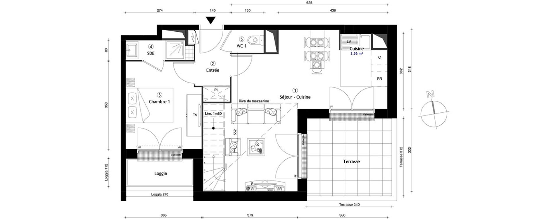 Duplex T4 de 91,20 m2 &agrave; Lille Lomme