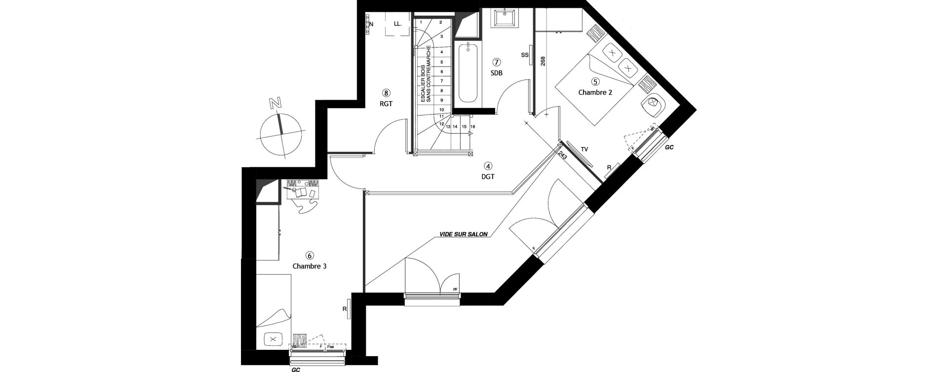 Appartement T4 de 88,00 m2 &agrave; Lille Lomme