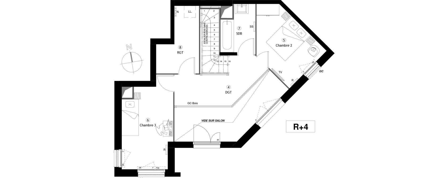 Appartement T4 de 88,40 m2 &agrave; Lille Lomme