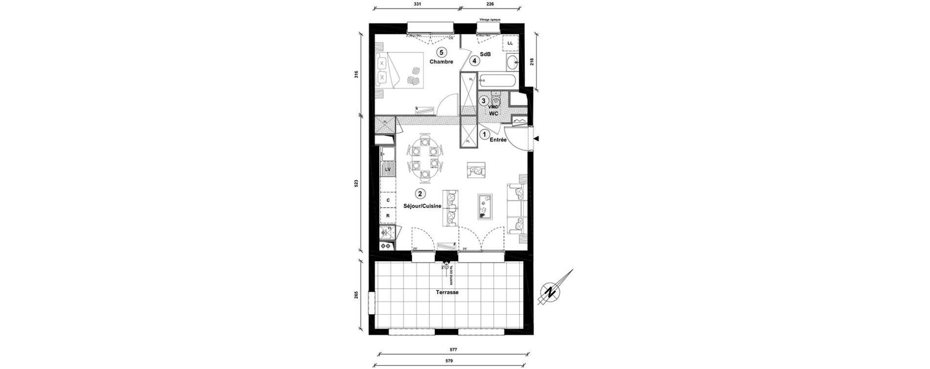 Appartement T2 de 46,60 m2 &agrave; Lille Lomme