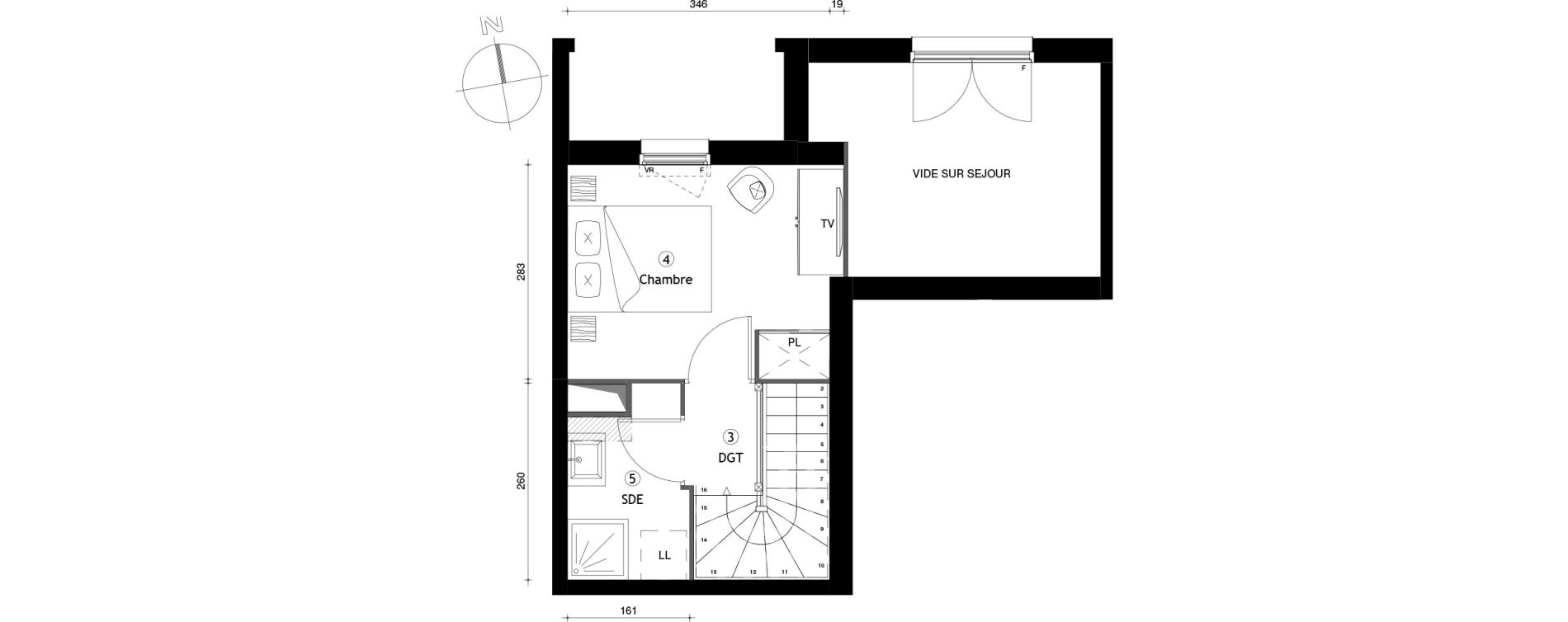 Duplex T1 de 44,10 m2 &agrave; Lille Lomme