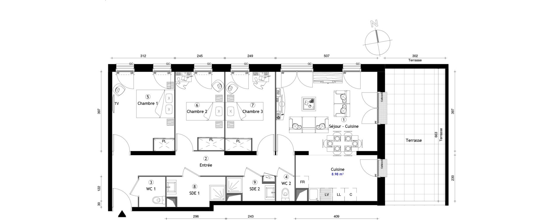 Appartement T4 de 83,40 m2 &agrave; Lille Lomme
