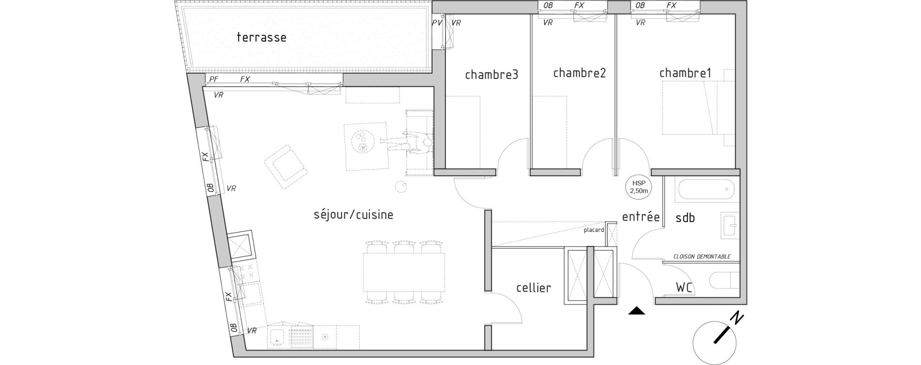 Appartement T4 de 95,80 m2 &agrave; Lille Lomme