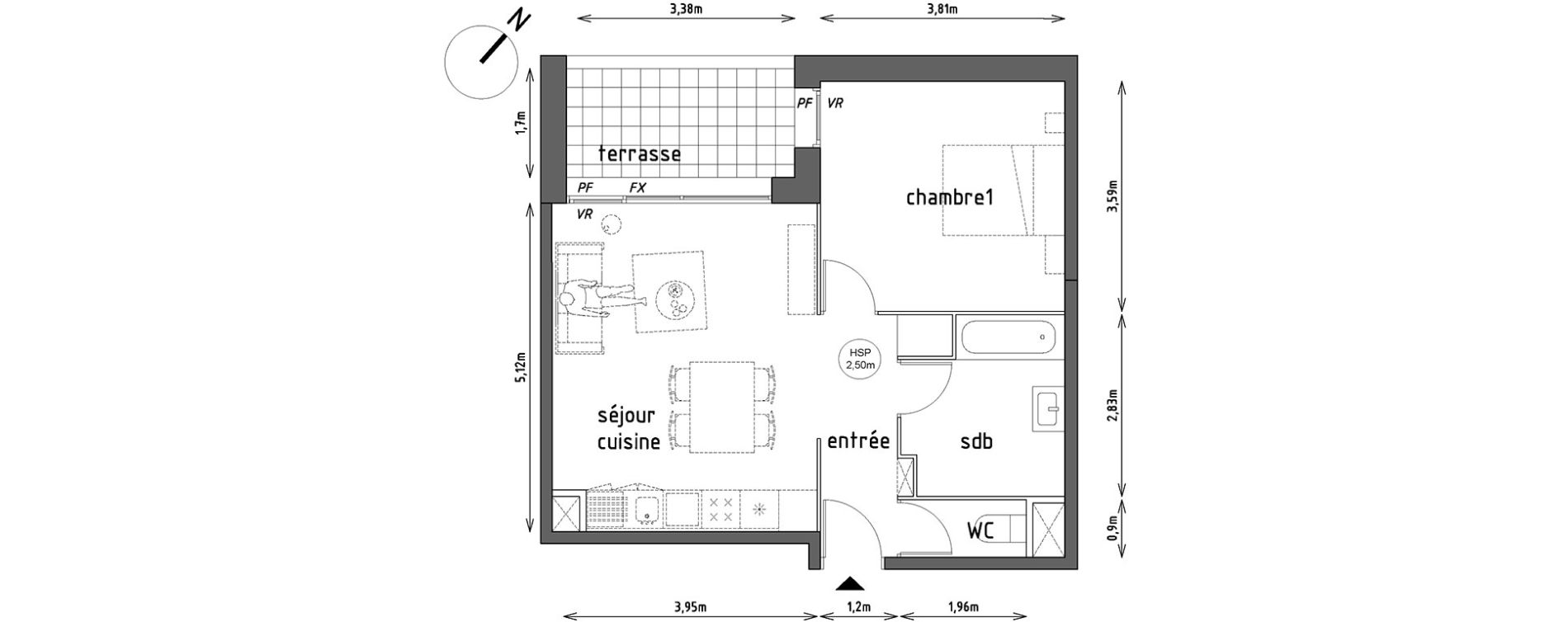 Appartement T2 de 47,90 m2 &agrave; Lille Lomme