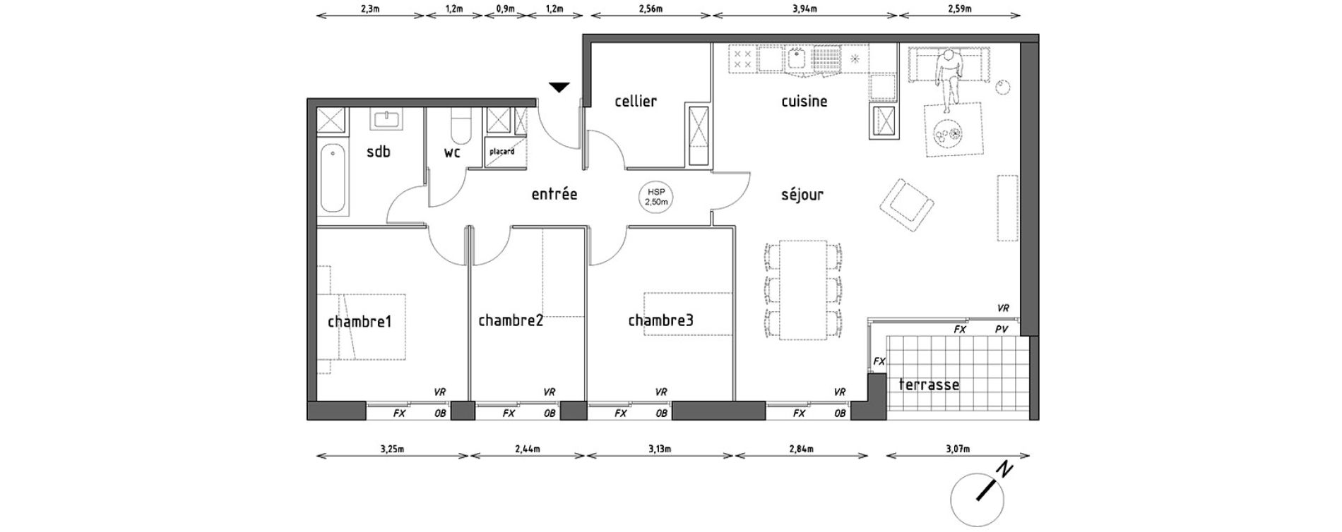 Appartement T4 de 97,90 m2 &agrave; Lille Lomme