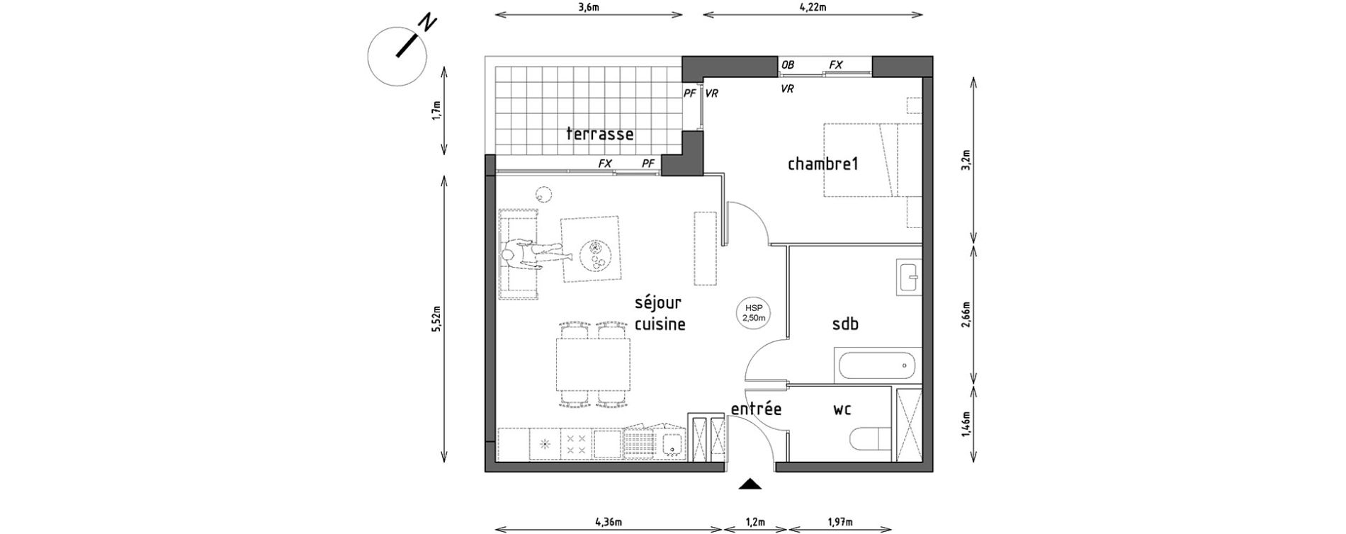Appartement T2 de 51,20 m2 &agrave; Lille Lomme