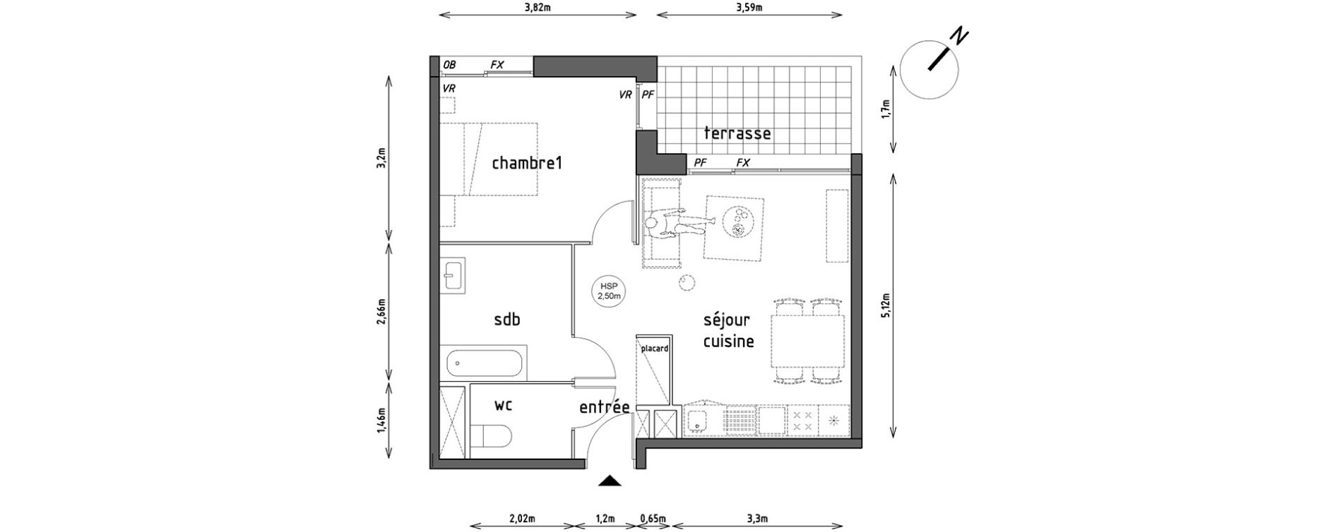 Appartement T2 de 47,50 m2 &agrave; Lille Lomme