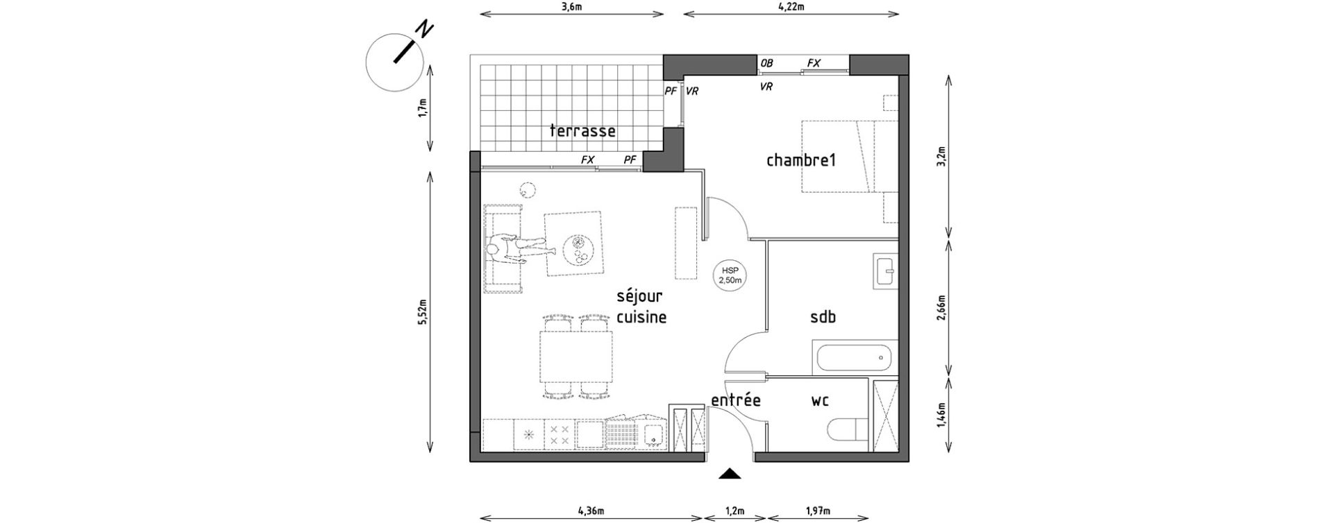 Appartement T2 de 51,20 m2 &agrave; Lille Lomme