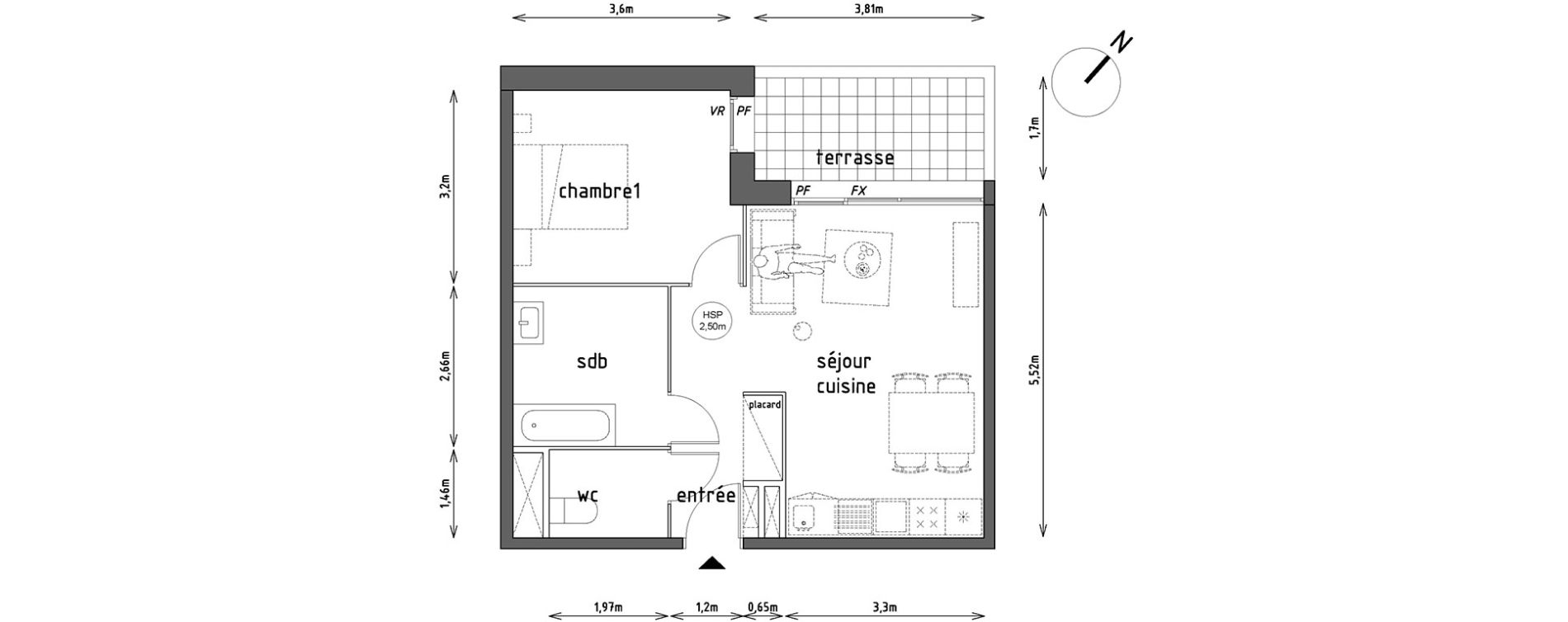 Appartement T2 de 47,60 m2 &agrave; Lille Lomme