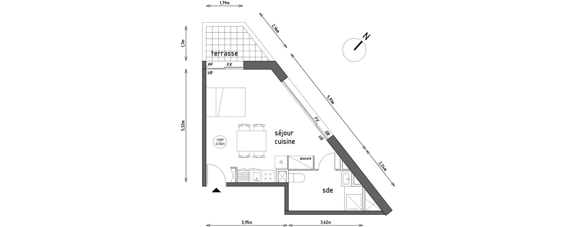 Appartement T1 de 33,10 m2 &agrave; Lille Lomme