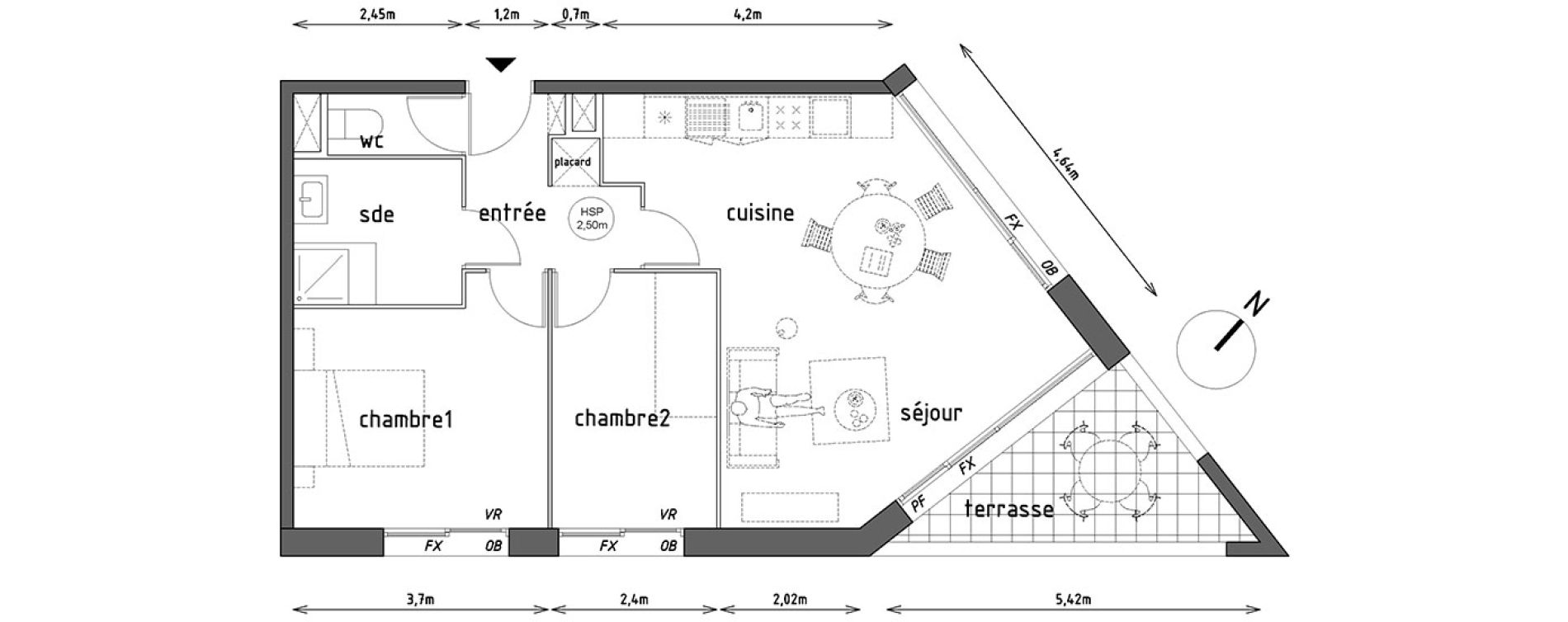 Appartement T3 de 61,70 m2 &agrave; Lille Lomme