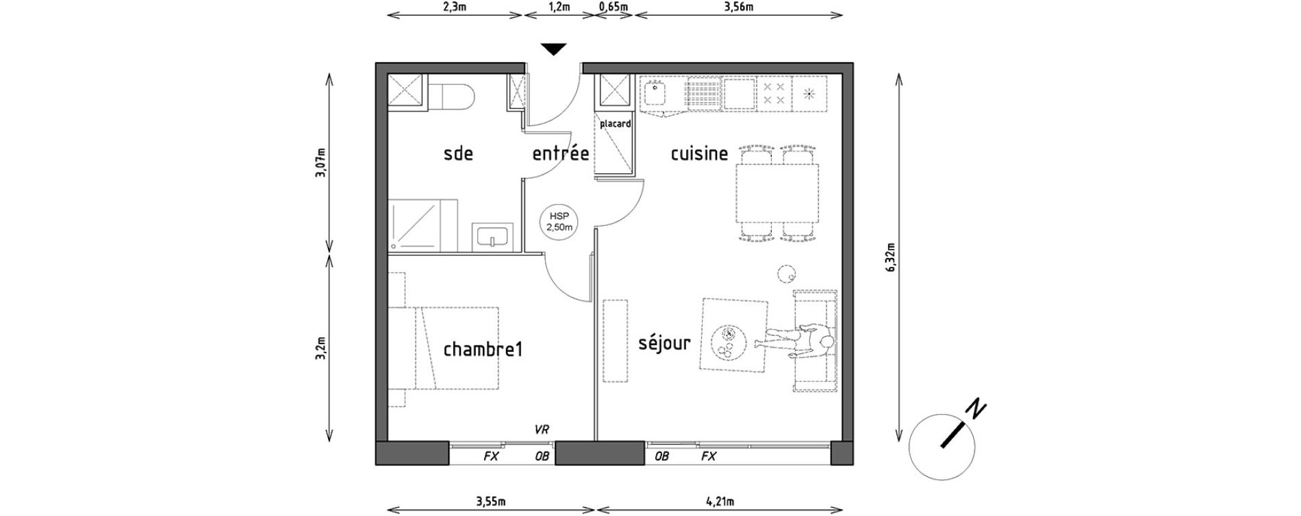 Appartement T2 de 47,60 m2 &agrave; Lille Lomme