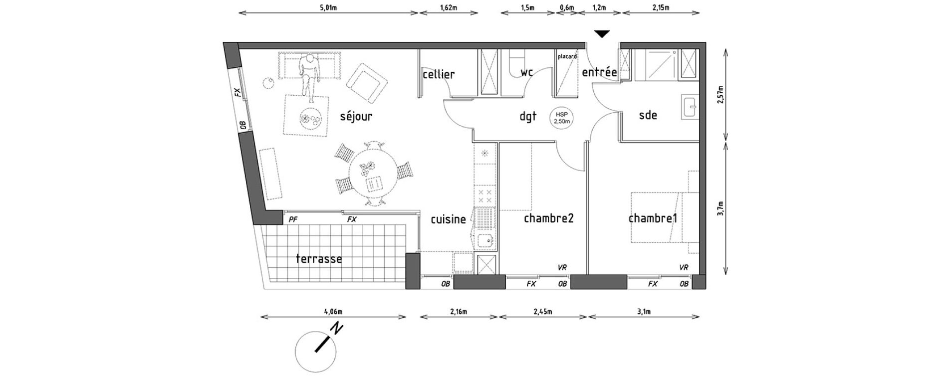 Appartement T3 de 67,30 m2 &agrave; Lille Lomme