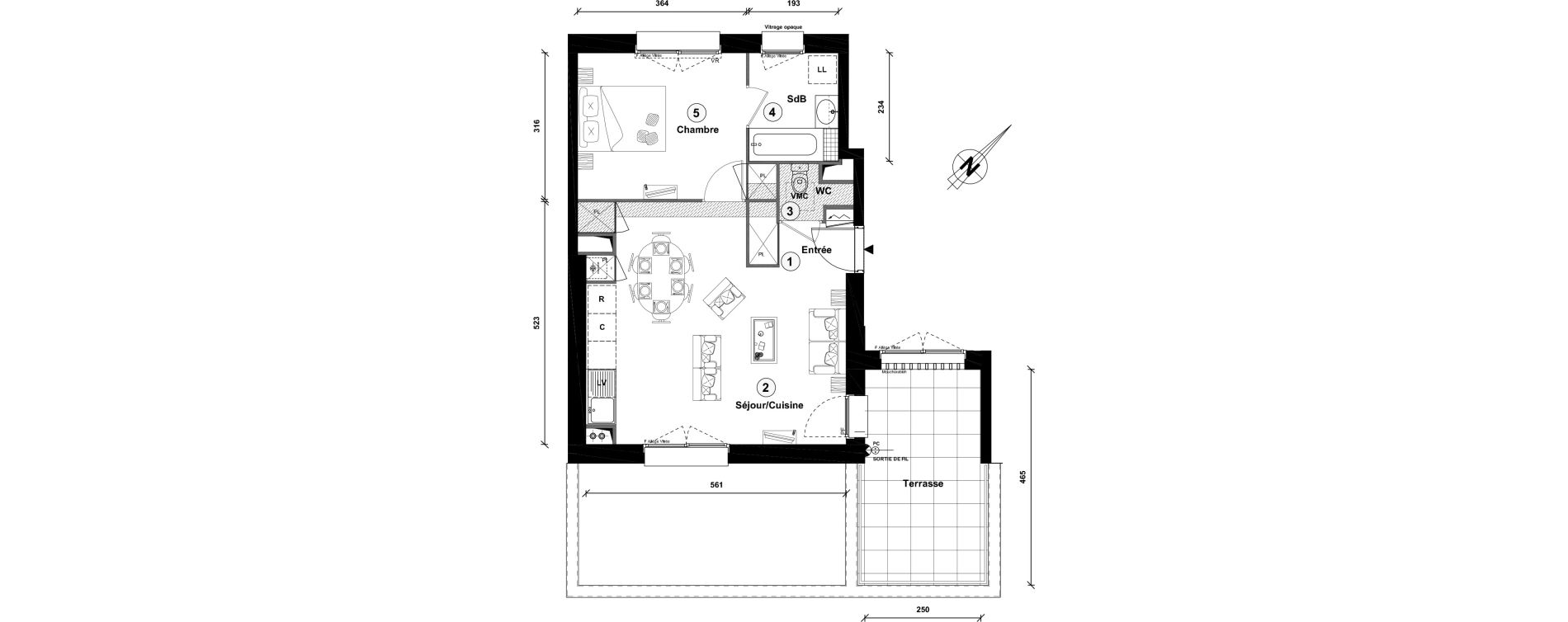 Appartement T2 de 46,10 m2 &agrave; Lille Lomme