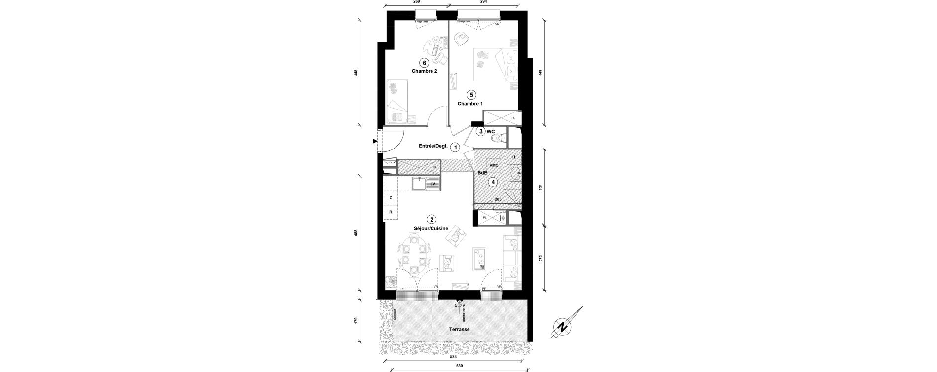 Appartement T3 de 63,80 m2 &agrave; Lille Lomme