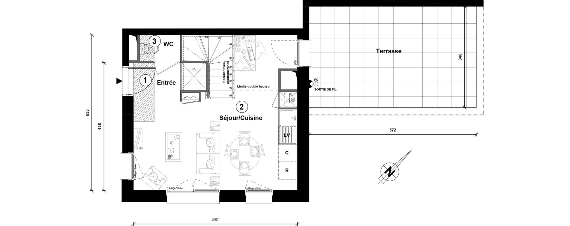 Duplex T1 de 47,70 m2 &agrave; Lille Lomme
