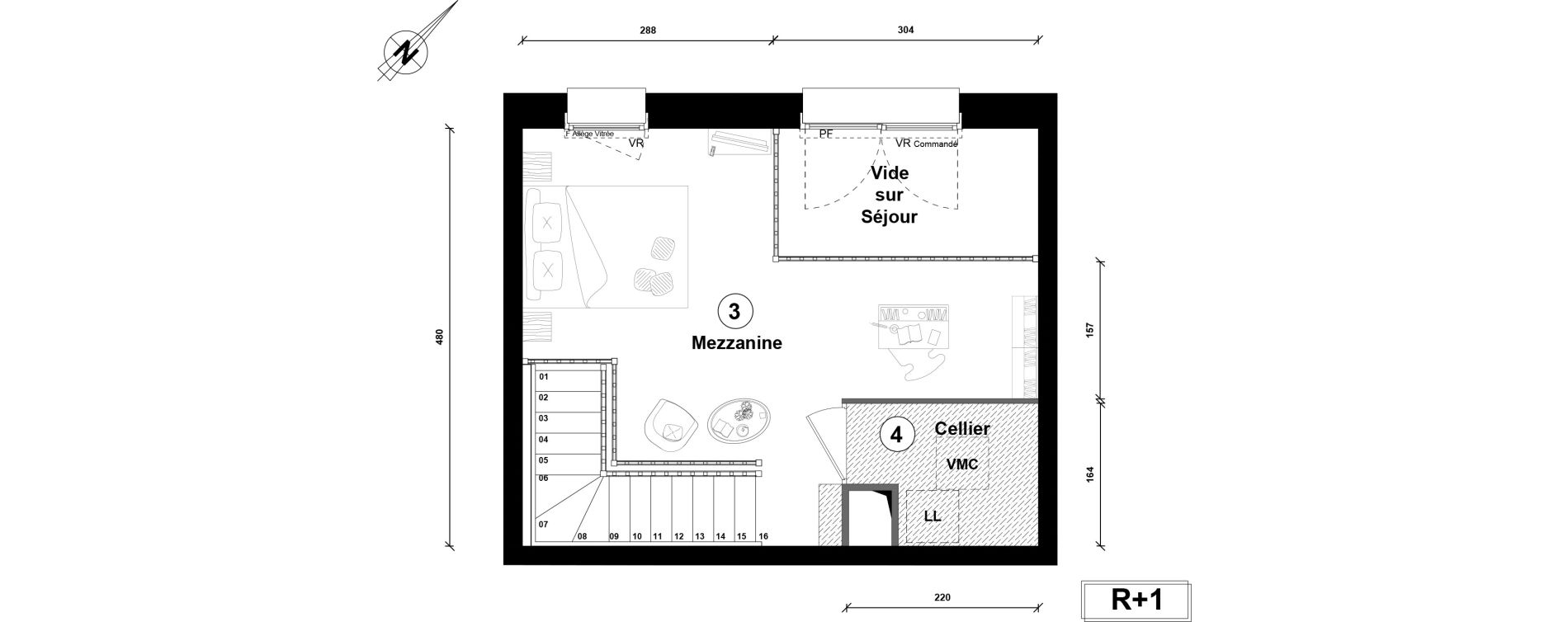 Duplex T1 de 43,40 m2 &agrave; Lille Lomme