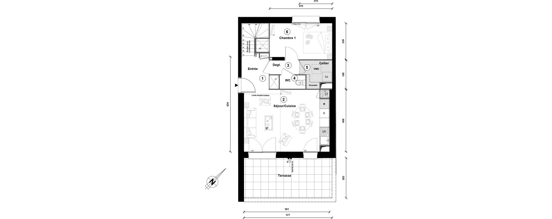 Appartement T4 de 78,00 m2 &agrave; Lille Lomme