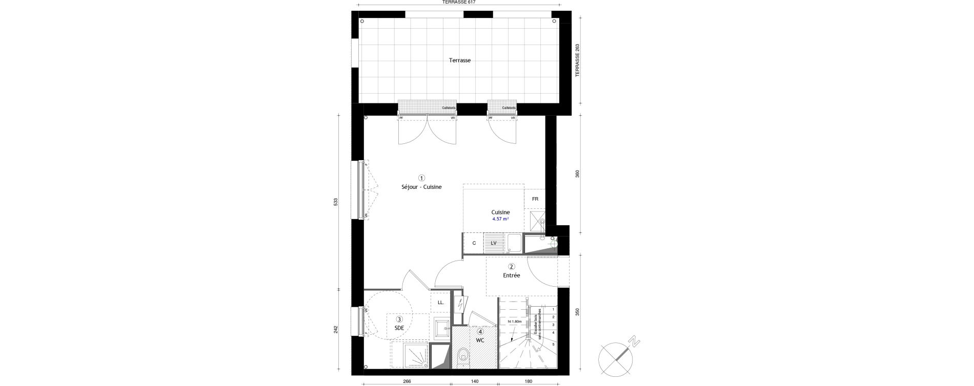 Duplex T4 de 79,60 m2 &agrave; Lille Lomme