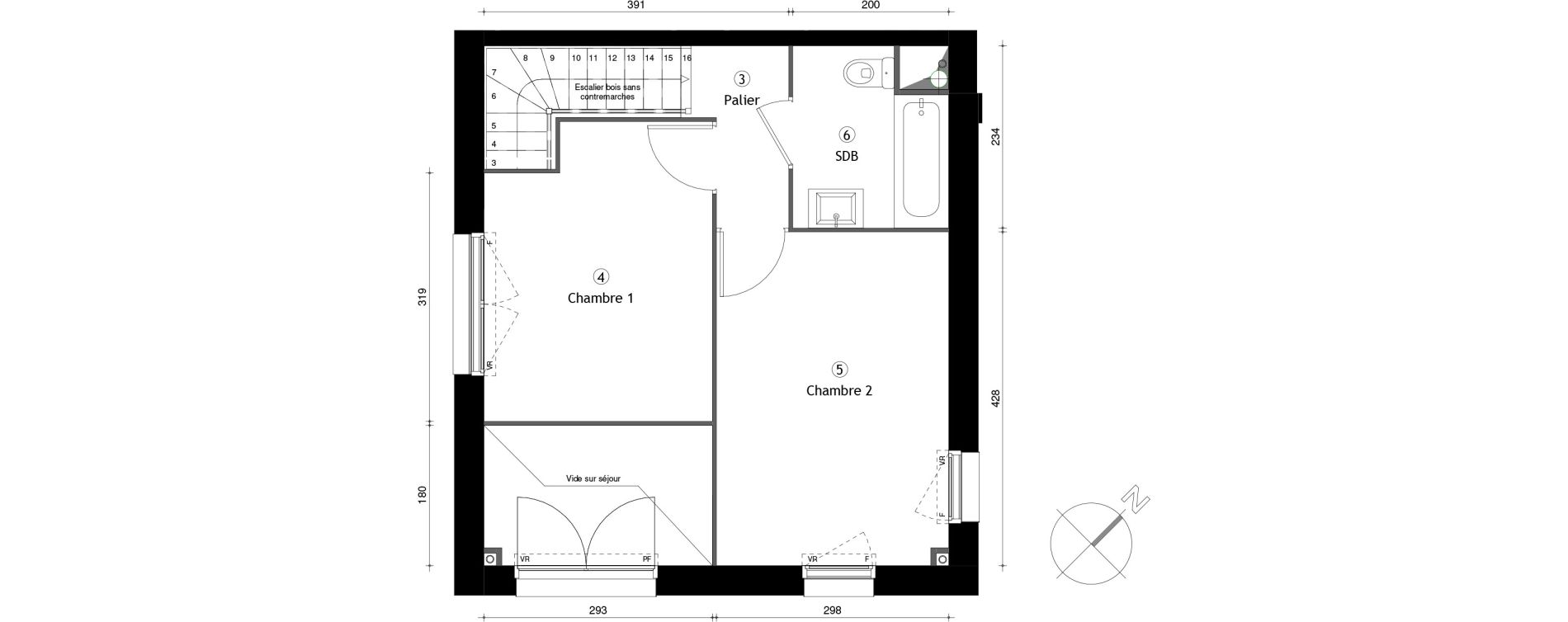 Duplex T3 de 66,40 m2 &agrave; Lille Lomme