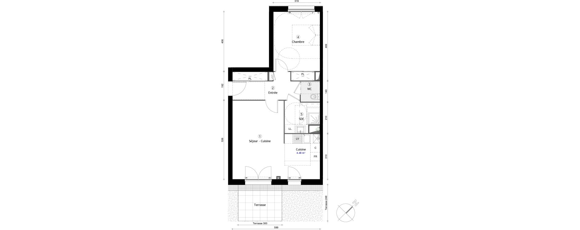 Appartement T2 de 55,30 m2 &agrave; Lille Lomme