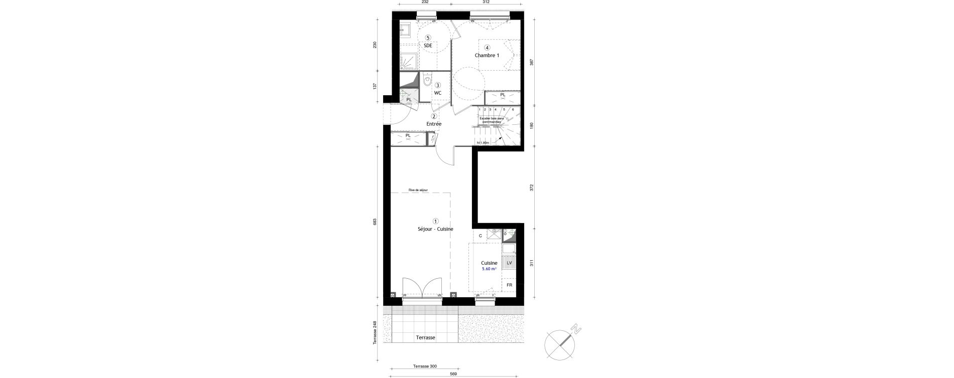 Duplex T5 de 104,30 m2 &agrave; Lille Lomme