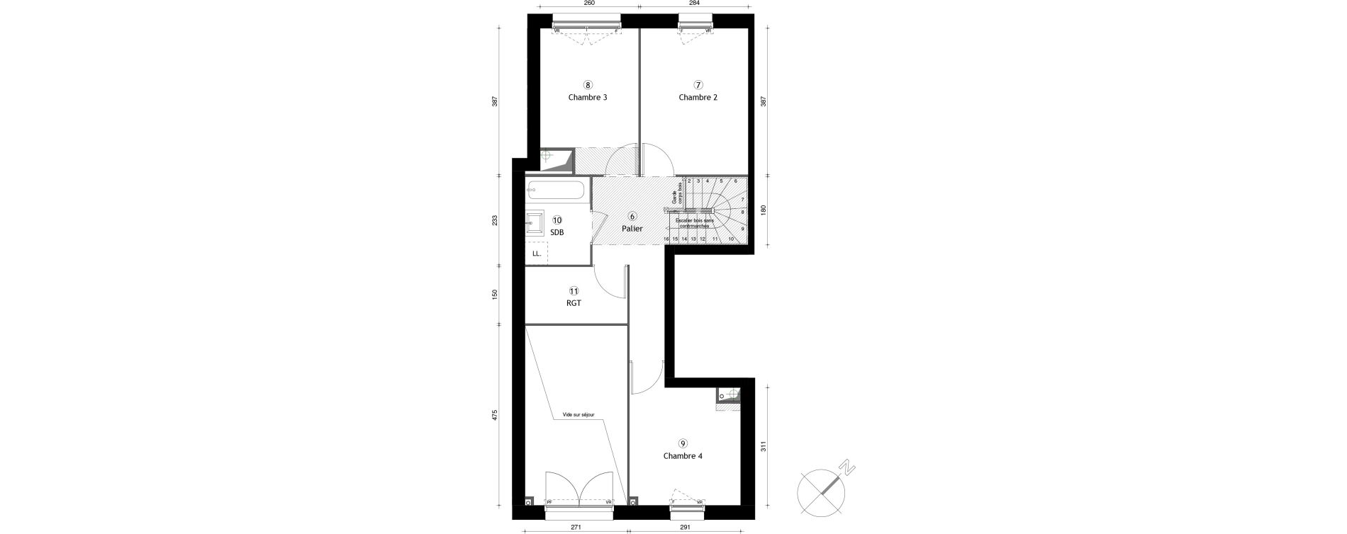 Duplex T5 de 104,30 m2 &agrave; Lille Lomme