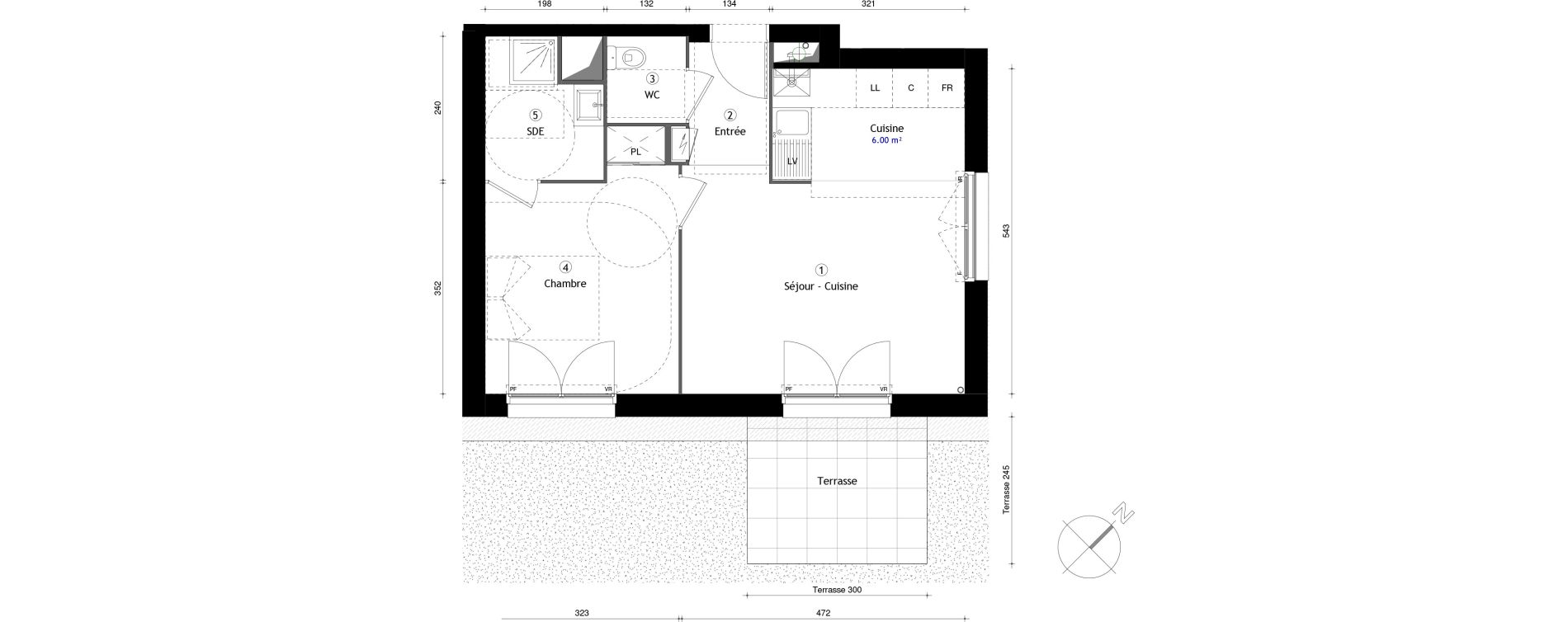 Appartement T2 de 44,30 m2 &agrave; Lille Lomme