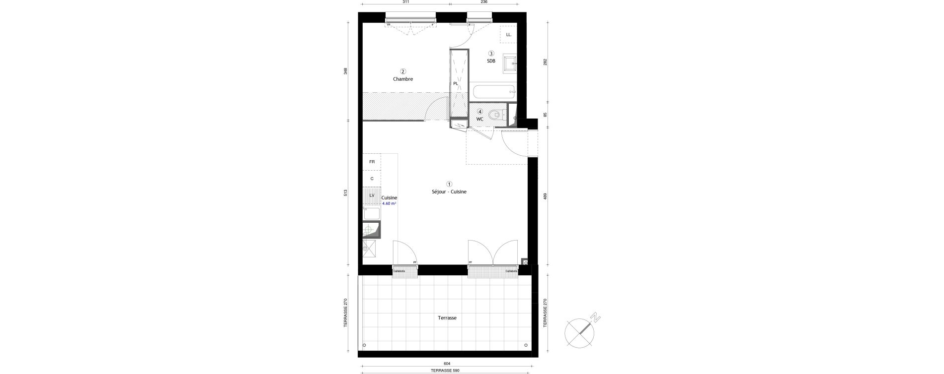Appartement T2 de 48,00 m2 &agrave; Lille Lomme