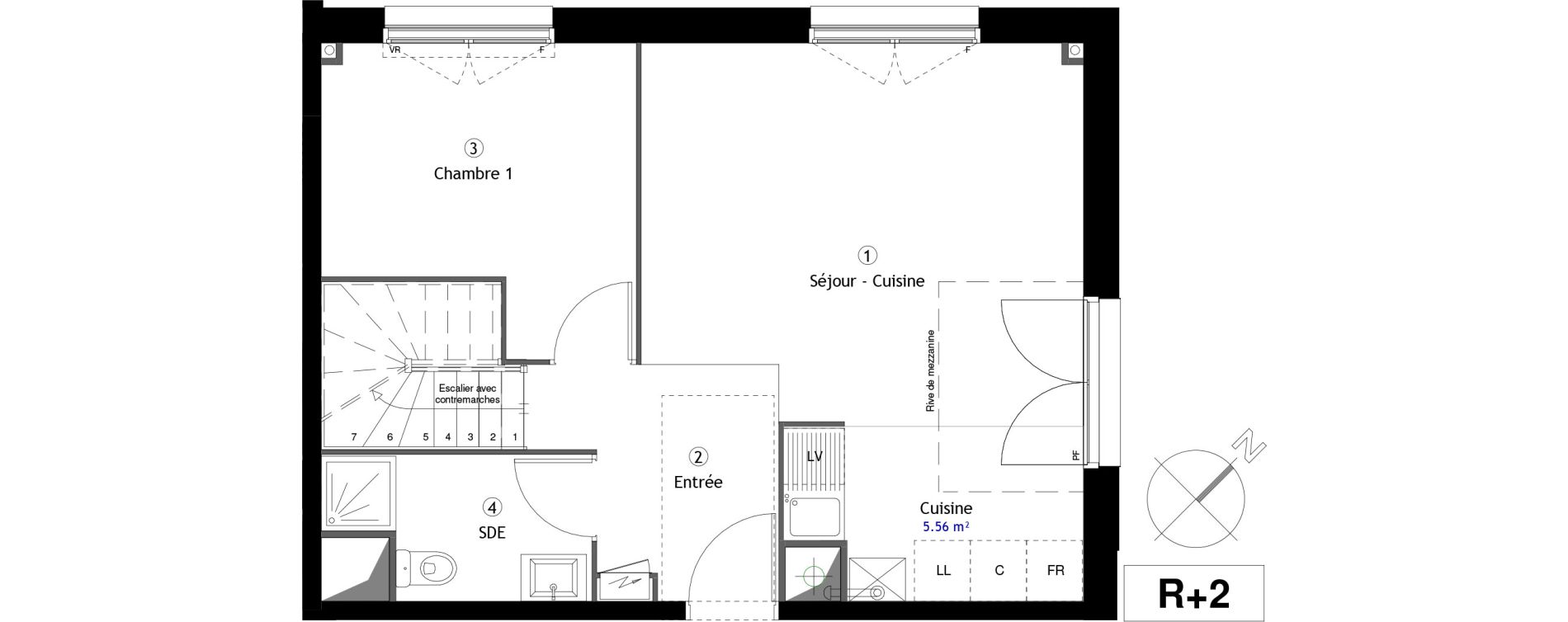 Duplex T4 de 83,10 m2 &agrave; Lille Lomme