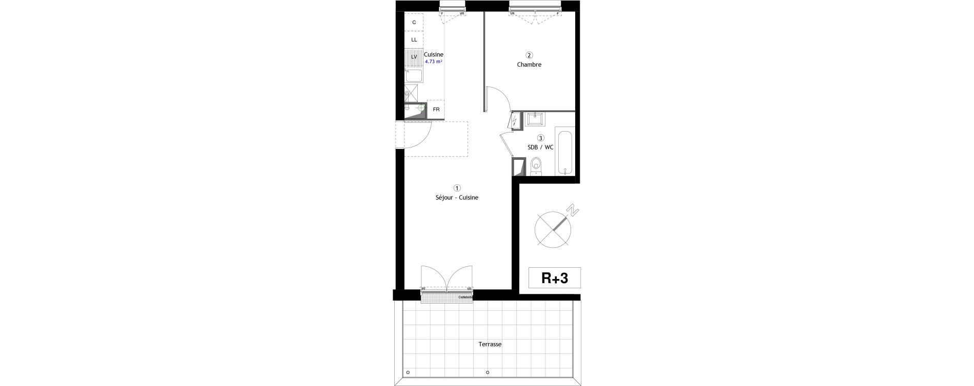 Appartement T2 de 47,10 m2 &agrave; Lille Lomme