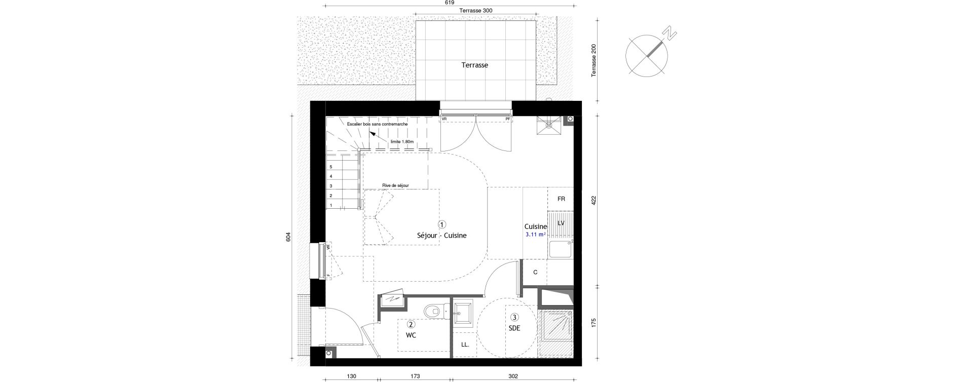 Duplex T3 de 65,20 m2 &agrave; Lille Lomme