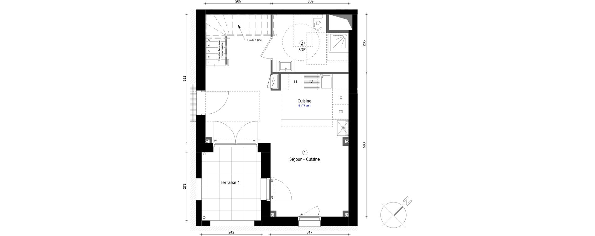 Duplex T3 de 61,70 m2 &agrave; Lille Lomme