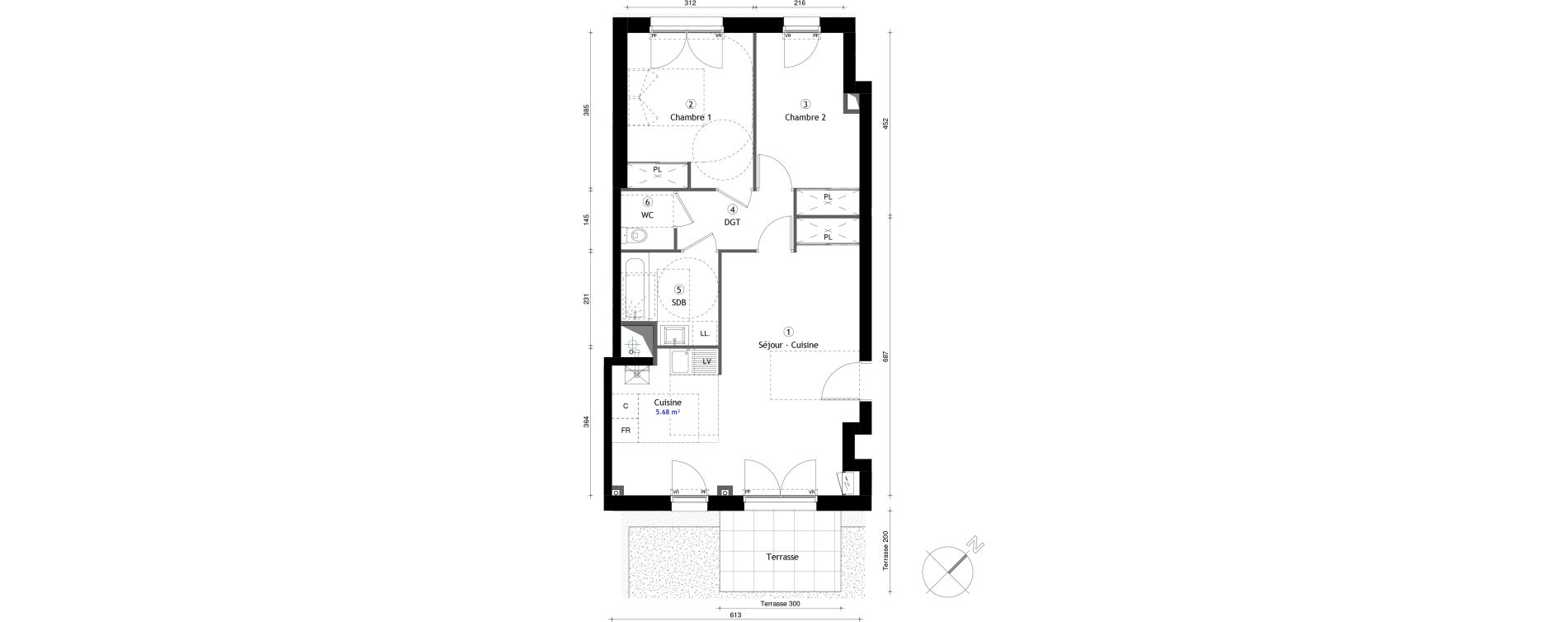 Appartement T3 de 65,20 m2 &agrave; Lille Lomme