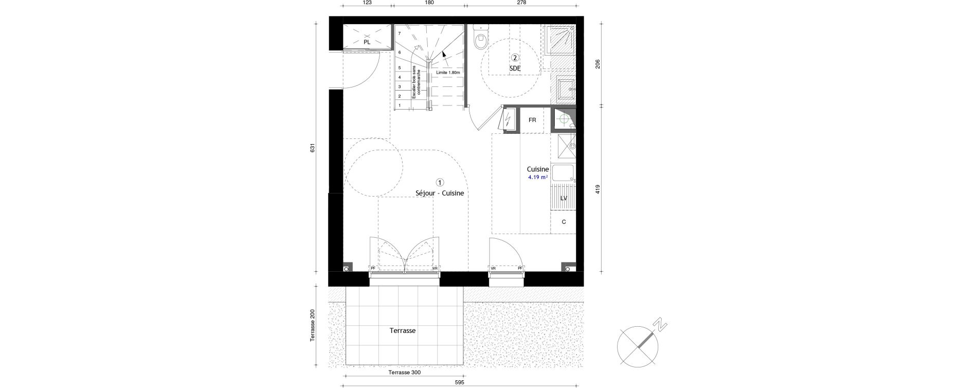 Duplex T3 de 65,20 m2 &agrave; Lille Lomme