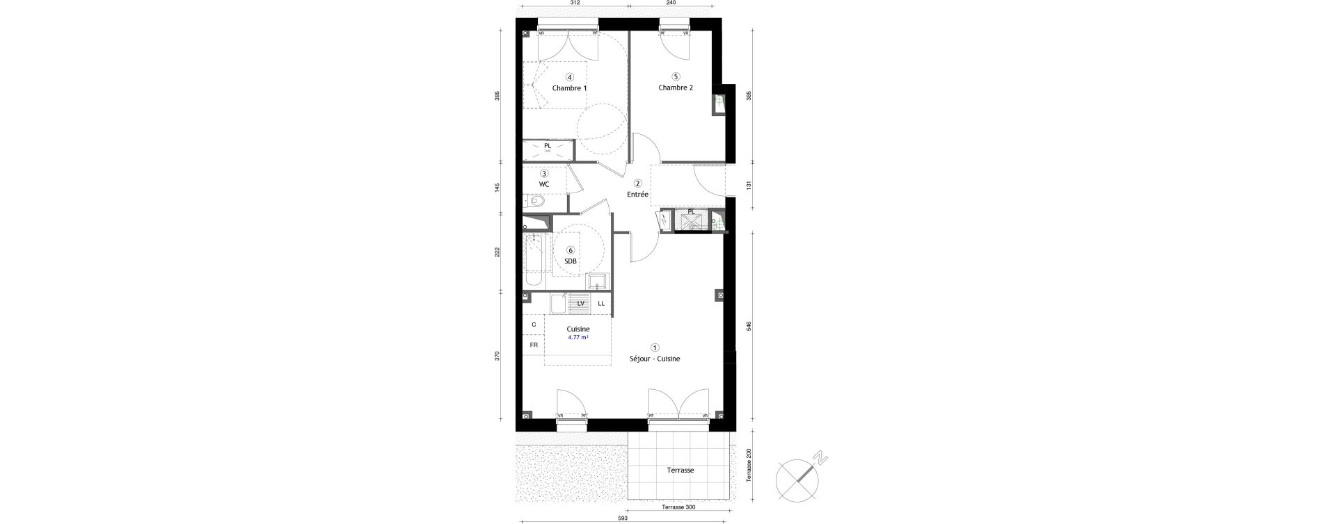 Appartement T3 de 64,30 m2 &agrave; Lille Lomme