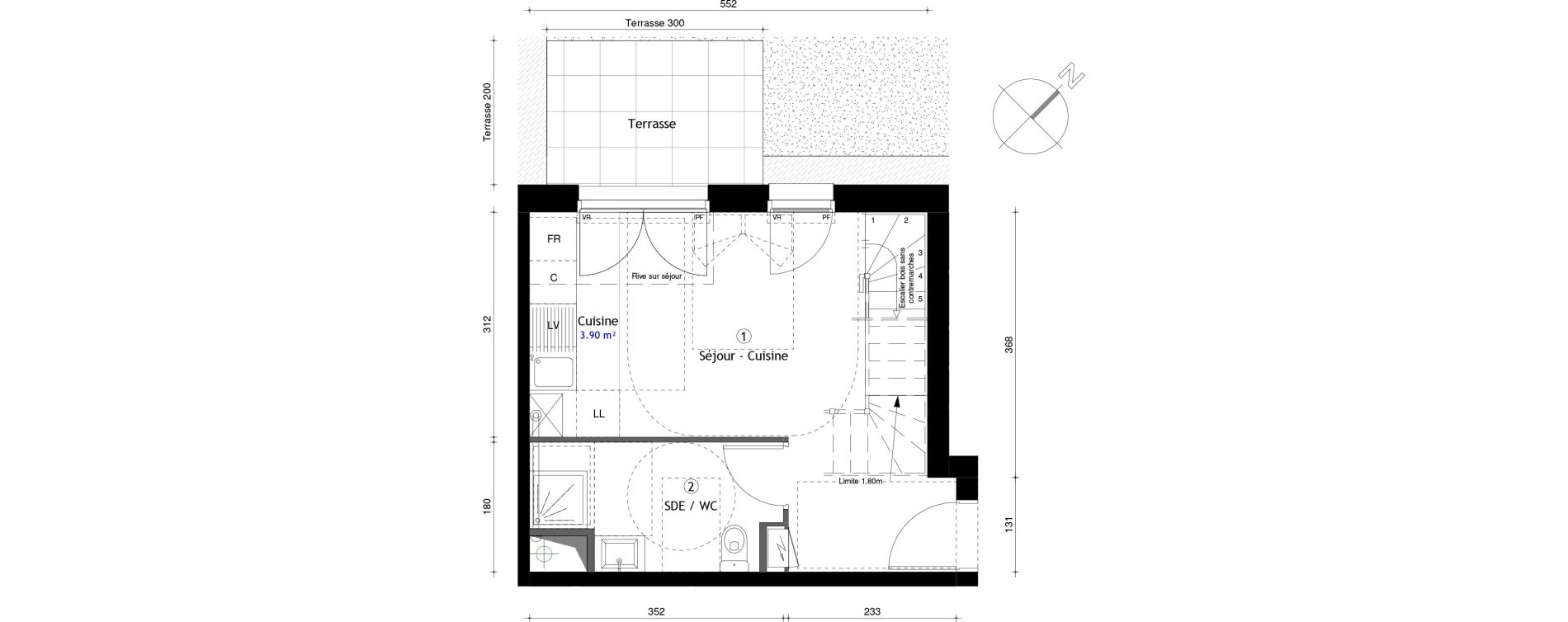 Duplex T2 de 45,30 m2 &agrave; Lille Lomme