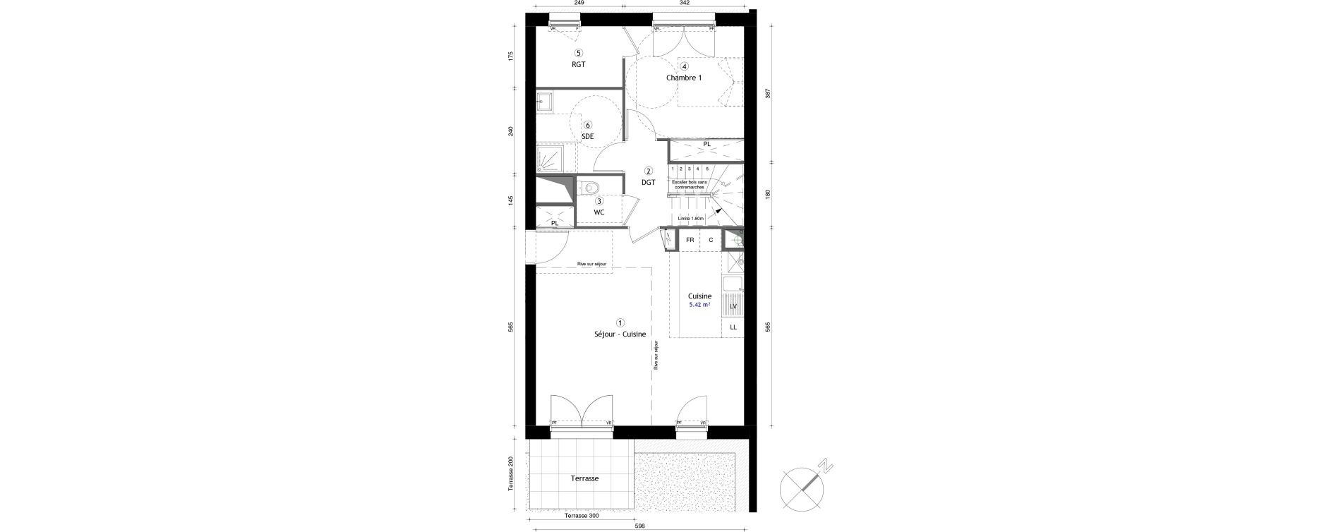 Duplex T5 de 110,90 m2 &agrave; Lille Lomme