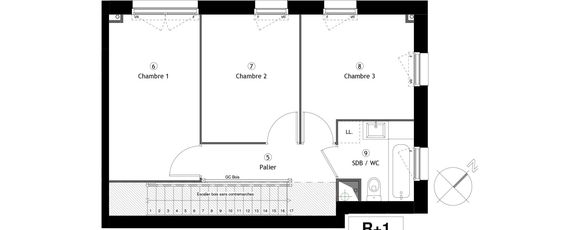 Duplex T4 de 80,00 m2 &agrave; Lille Lomme