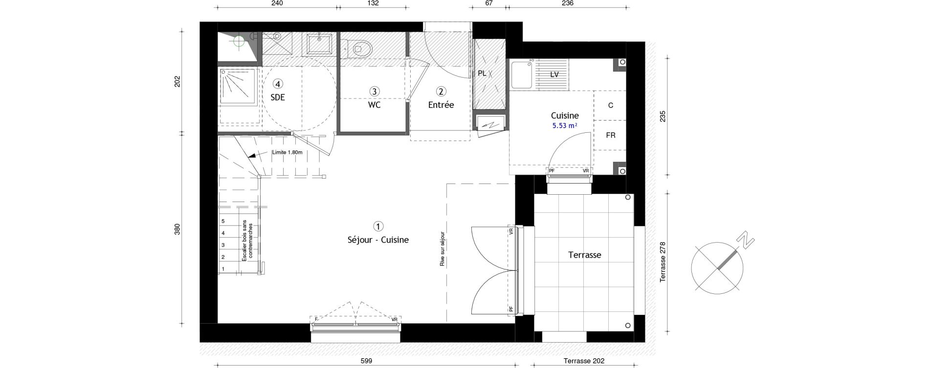 Duplex T3 de 67,40 m2 &agrave; Lille Lomme