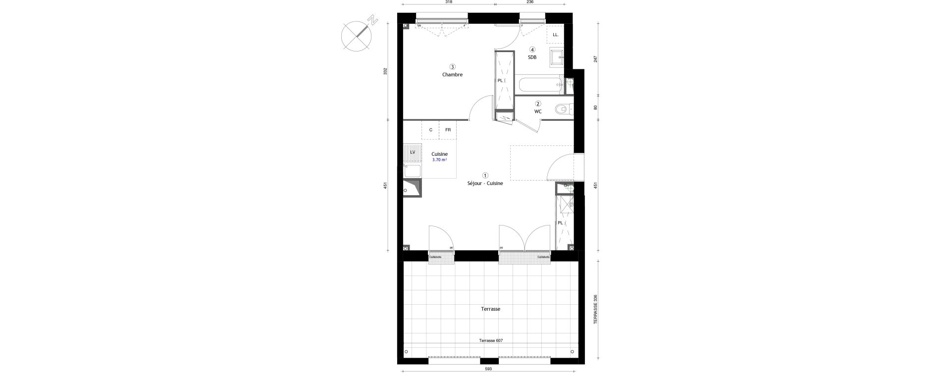 Appartement T2 de 44,10 m2 &agrave; Lille Lomme