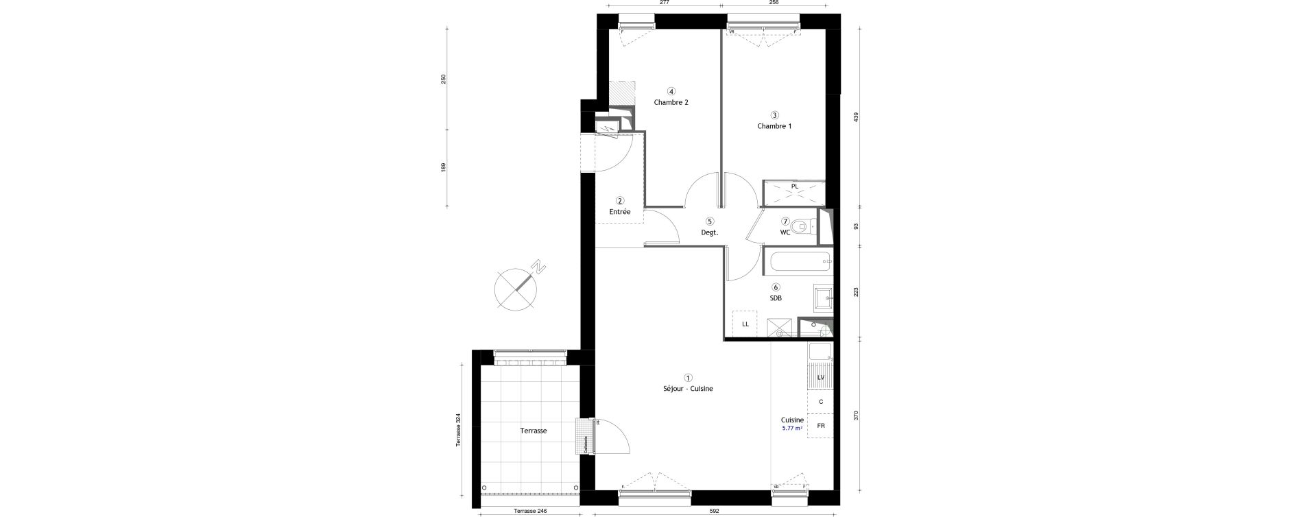 Appartement T3 de 63,30 m2 &agrave; Lille Lomme