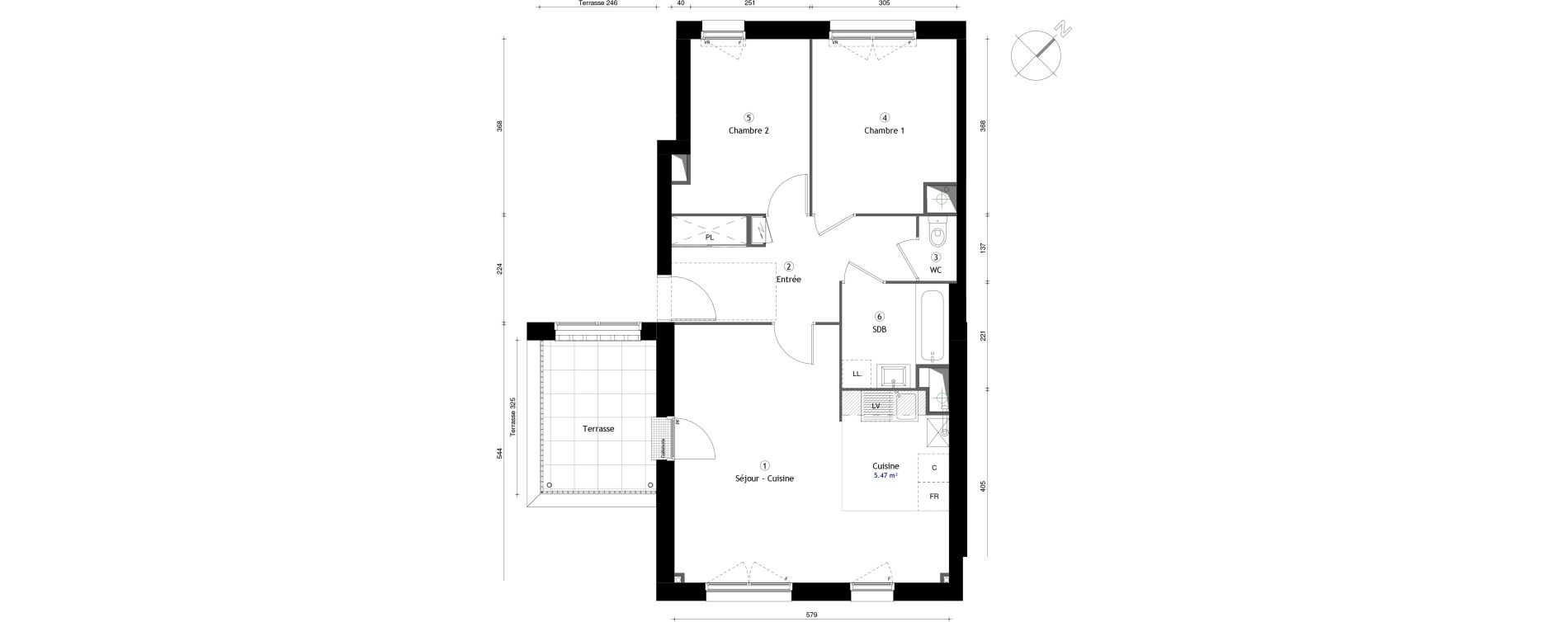 Appartement T3 de 63,80 m2 &agrave; Lille Lomme