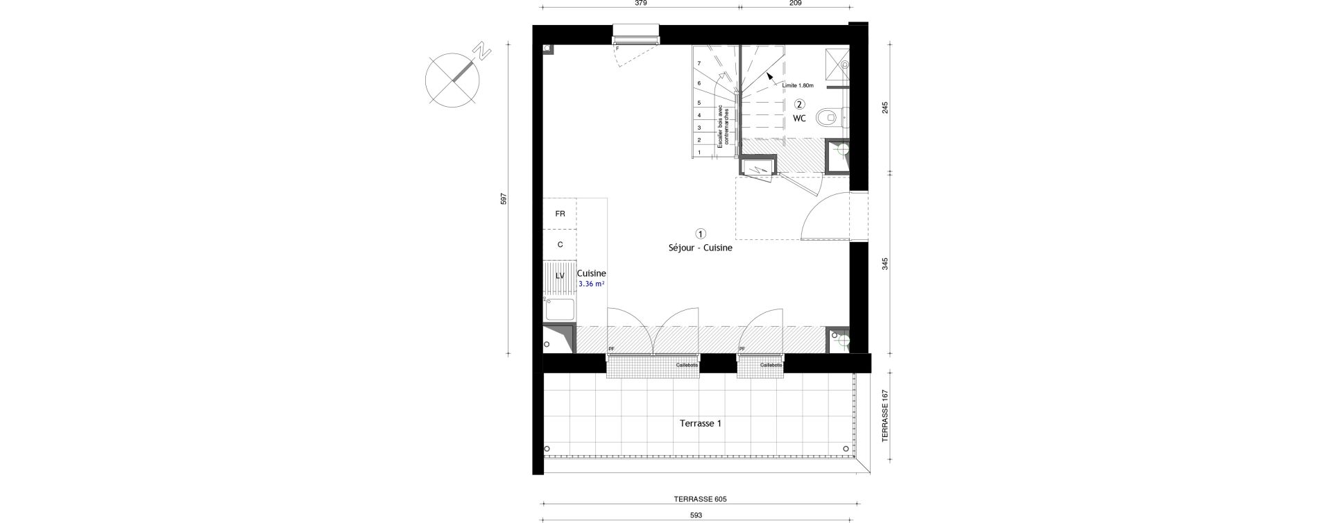 Duplex T3 de 62,00 m2 &agrave; Lille Lomme