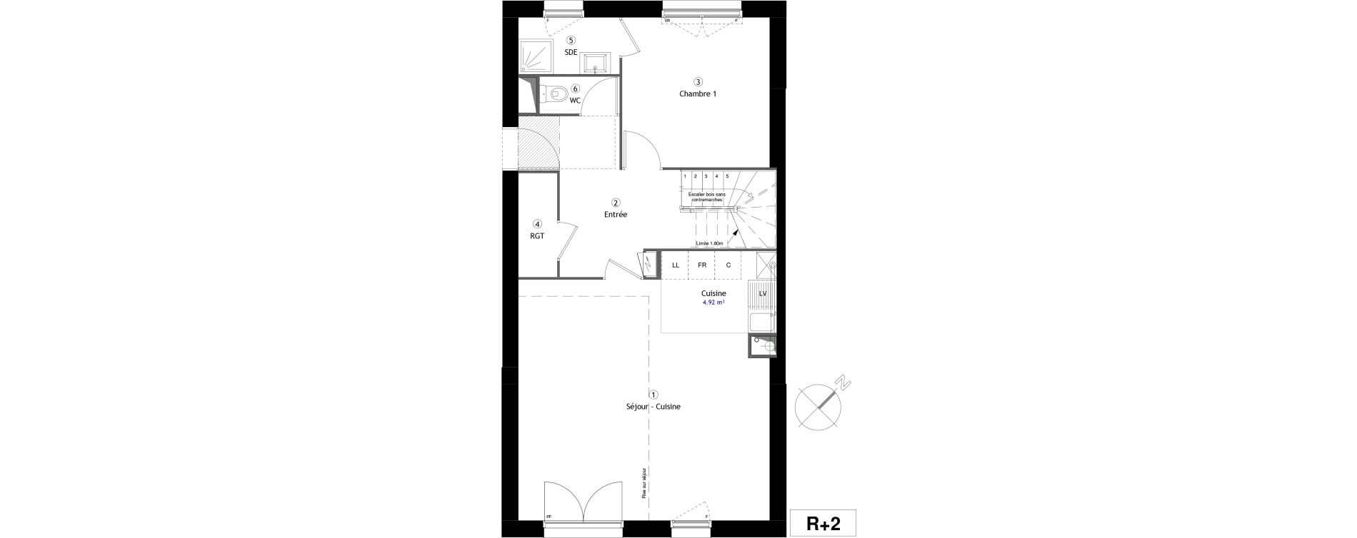 Duplex T5 de 106,90 m2 &agrave; Lille Lomme