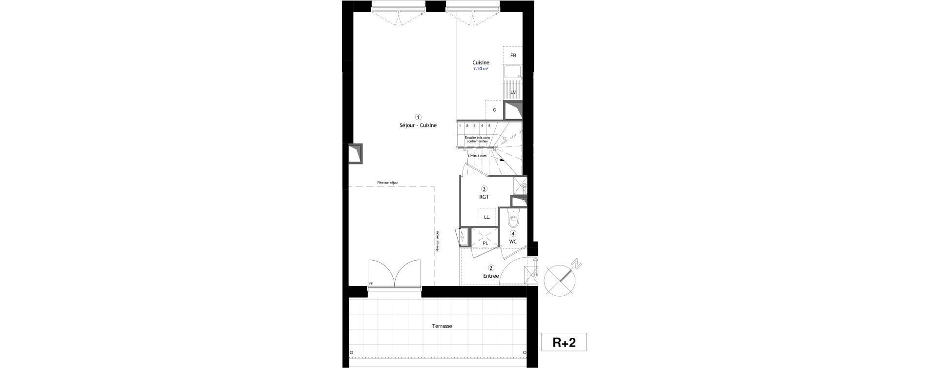 Duplex T4 de 87,50 m2 &agrave; Lille Lomme