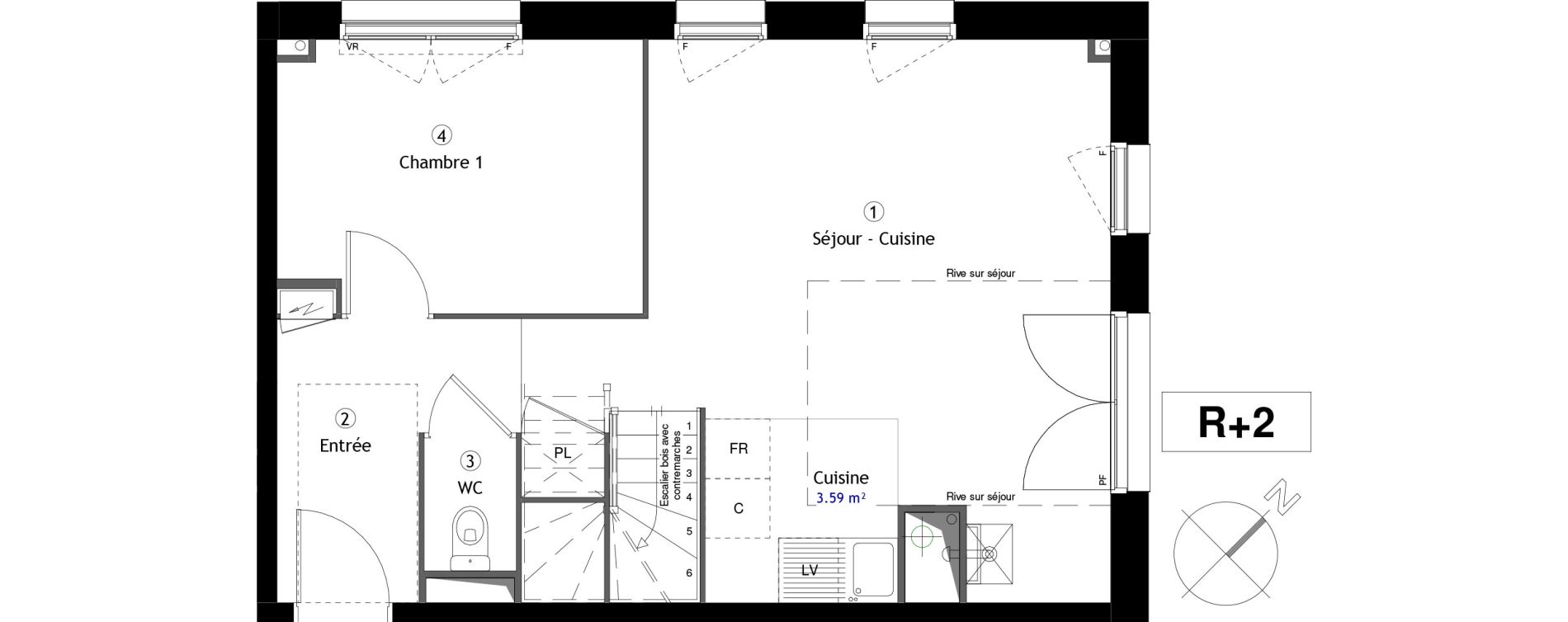 Duplex T4 de 79,80 m2 &agrave; Lille Lomme