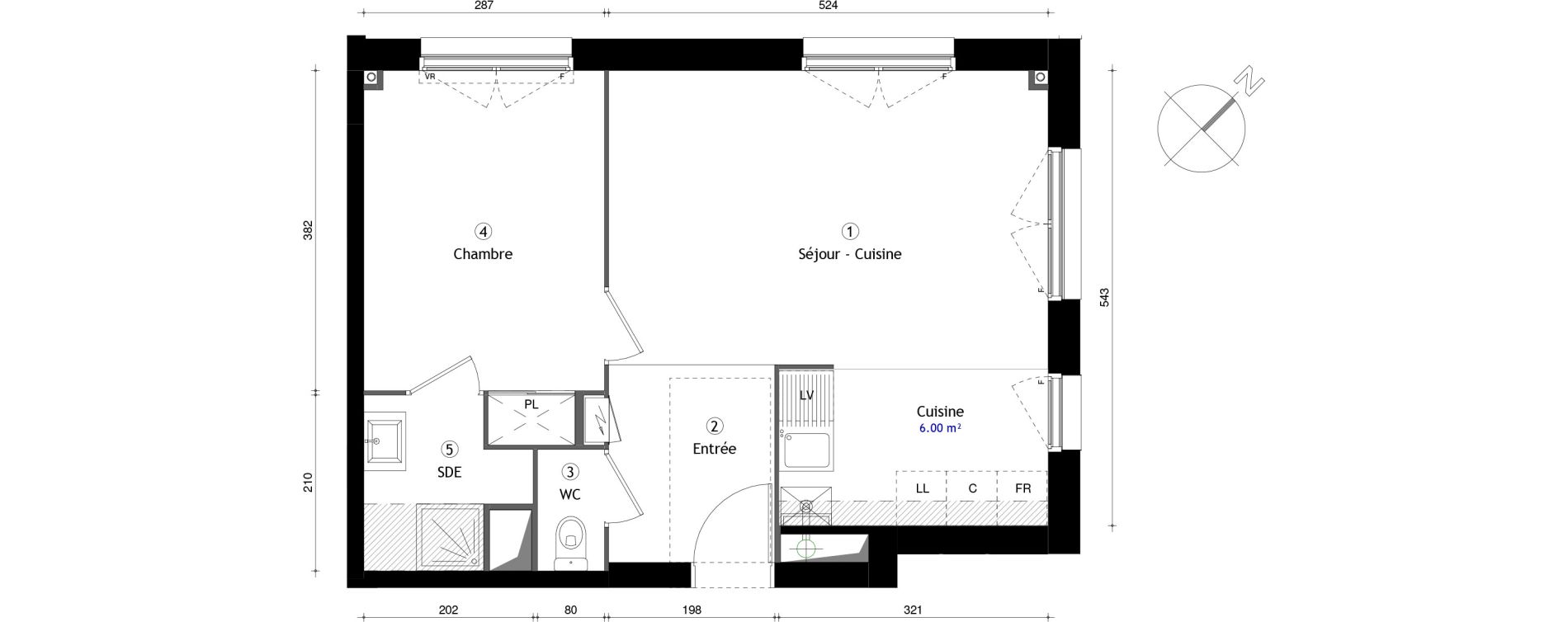 Appartement T2 de 45,40 m2 &agrave; Lille Lomme